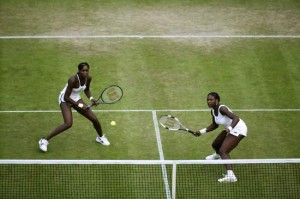 Venus and Serena playing doubles